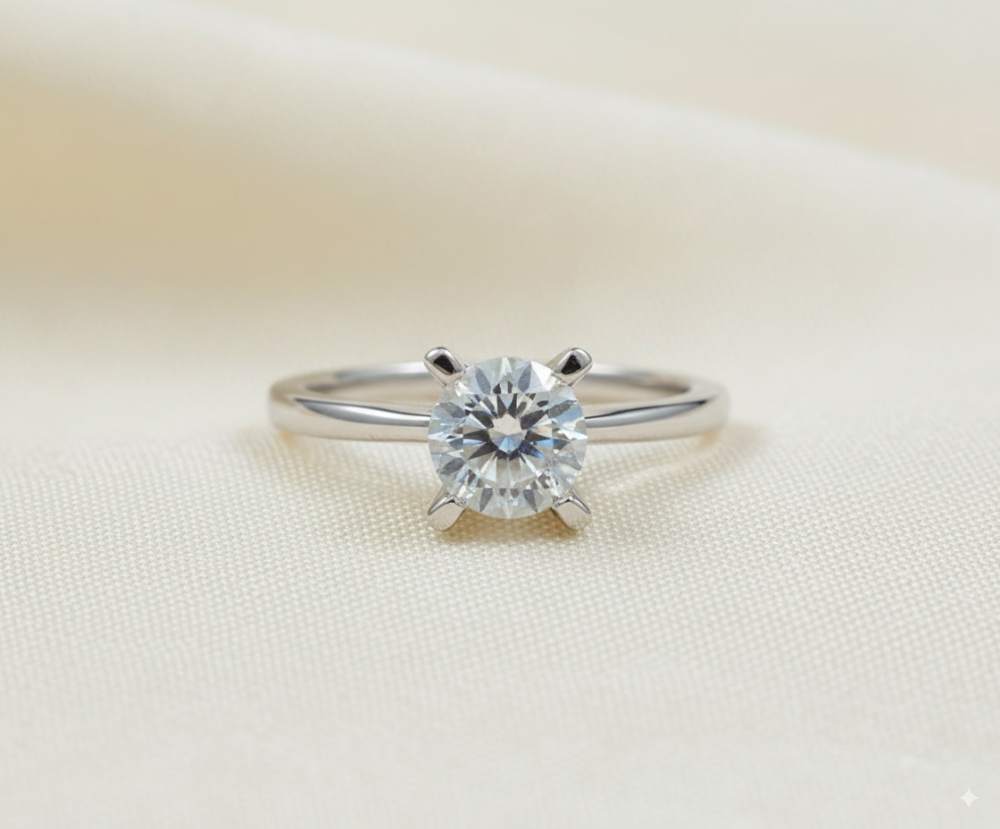 Round Cut Single Stone Ring