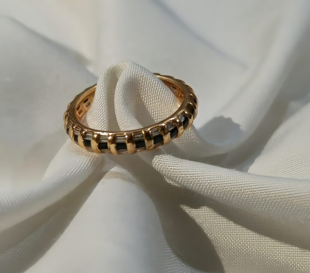 Gold Tone Pave and Baguette Ring