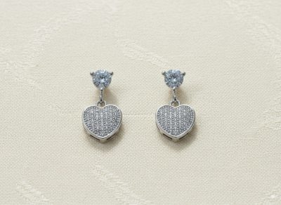 Pave Heart Drop Earrings Pave Heart Drop Earrings
