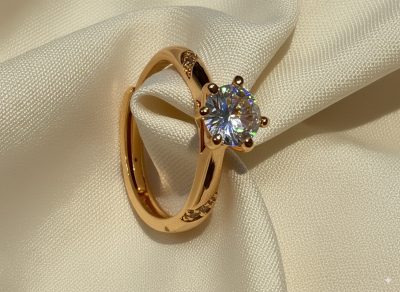 Round Solitaire Gold Tone Ring Round Solitaire Gold Tone Ring